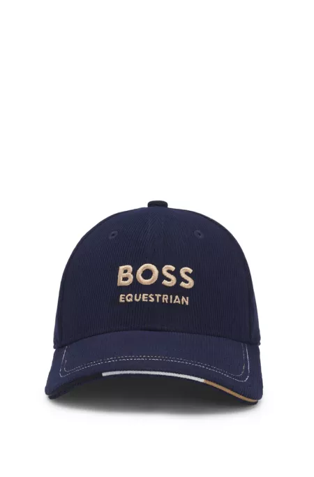 Equestrian logo-embroidered cap in cotton corduroy