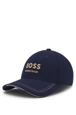 이퀘스트리언 자수 로고 코튼 코듀로이 캡, 다크 블루