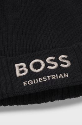 Equestrian fisherman beanie hat in cotton, Black