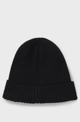 Equestrian fisherman beanie hat in cotton, Black