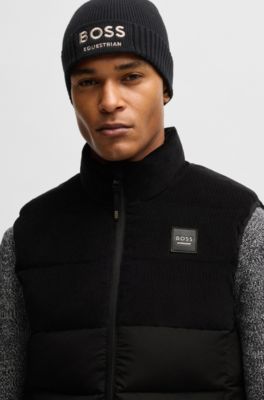 Equestrian fisherman beanie hat in cotton, Black