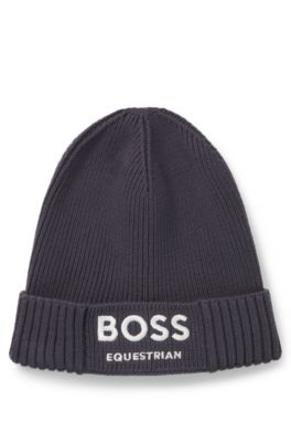 Equestrian fisherman beanie hat in cotton, Dark Grey