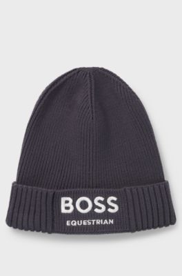 Equestrian fisherman beanie hat in cotton, Dark Grey