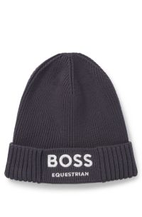Equestrian fisherman beanie hat in cotton, Dark Grey