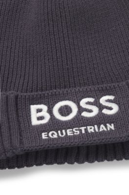 Equestrian fisherman beanie hat in cotton, Dark Grey