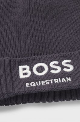 Equestrian fisherman beanie hat in cotton, Dark Grey