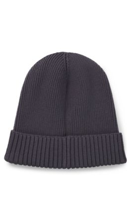 Equestrian fisherman beanie hat in cotton, Dark Grey