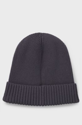 Equestrian fisherman beanie hat in cotton, Dark Grey