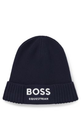 Equestrian fisherman beanie hat in cotton, Dark Blue