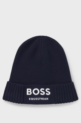 Equestrian fisherman beanie hat in cotton, Dark Blue
