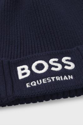 Equestrian fisherman beanie hat in cotton, Dark Blue