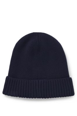 Equestrian fisherman beanie hat in cotton, Dark Blue