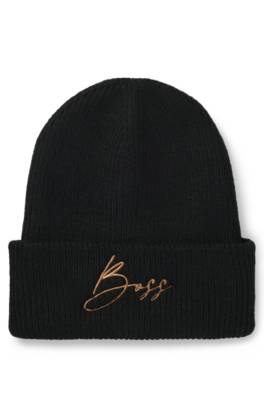 Equestrian ribbed beanie hat with embroidered logo 1