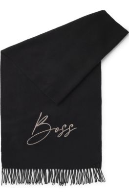 Equestrian scarf with embroidered logo, Black