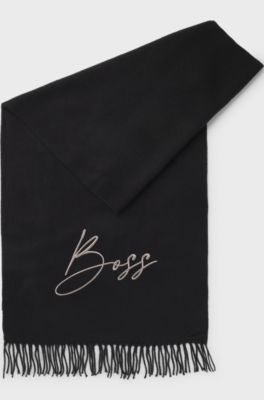 Equestrian scarf with embroidered logo, Black