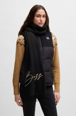 Equestrian scarf with embroidered logo, Black