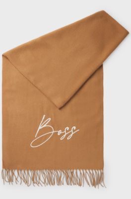 Equestrian scarf with embroidered logo, Brown