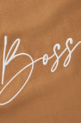 Equestrian scarf with embroidered logo, Brown