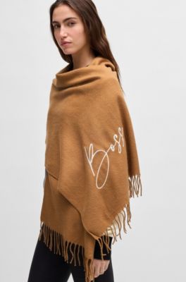 Equestrian scarf with embroidered logo, Brown