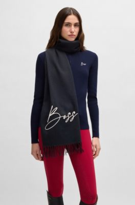 Equestrian scarf with embroidered logo, Dark Blue