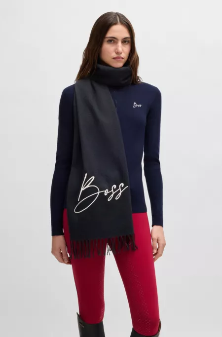Equestrian scarf with embroidered logo