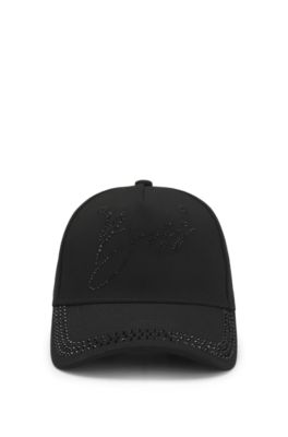 Equestrian cap with crystal logo, Black