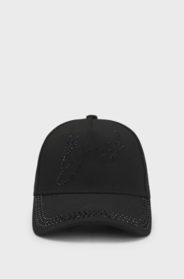 Equestrian cap with crystal logo, Black