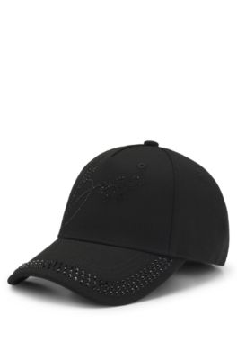 Equestrian cap with crystal logo, Black