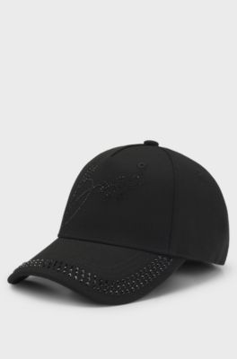 Equestrian cap with crystal logo, Black
