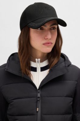 Equestrian cap with crystal logo, Black