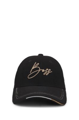 Reitsport-Cap aus Baumwoll-Cord mit Logo-Stickerei, Schwarz