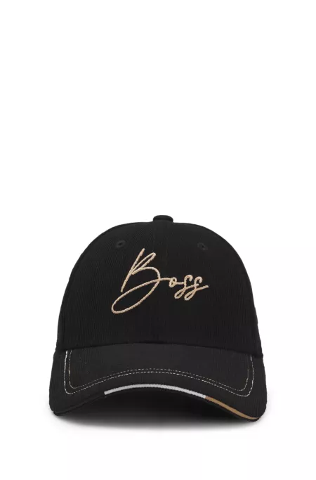 Equestrian cap in cotton corduroy with logo embroidery