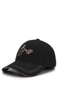 Equestrian cap in cotton corduroy with logo embroidery, Black