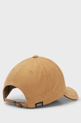 Equestrian cap in cotton corduroy with logo embroidery, Beige