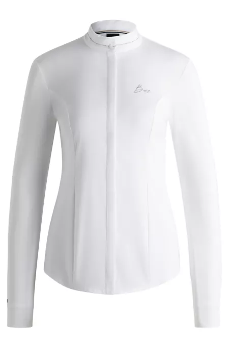 Equestrian slim-fit show blouse with crystal trims