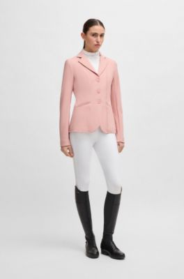 Slim-Fit Reitsport-Turnierbluse mit Kristall-Details, Wei&szlig;
