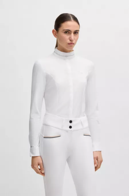 Equestrian slim-fit show blouse with crystal trims