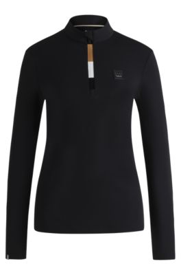 Equestrian slim-fit training shirt in super-stretch fabric , Black
