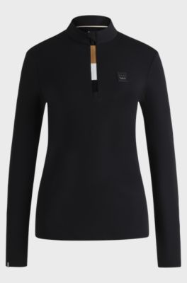 Slim-fit trainingsshirt van superelastisch materiaal voor ruiters, Zwart