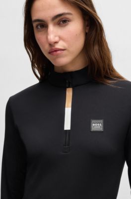Slim-fit trainingsshirt van superelastisch materiaal voor ruiters, Zwart