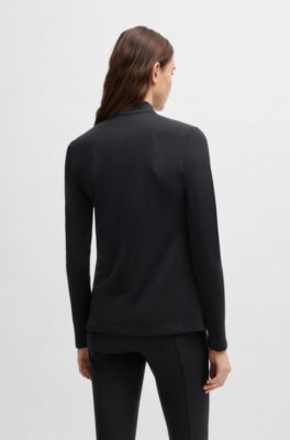 Slim-fit trainingsshirt van superelastisch materiaal voor ruiters, Zwart