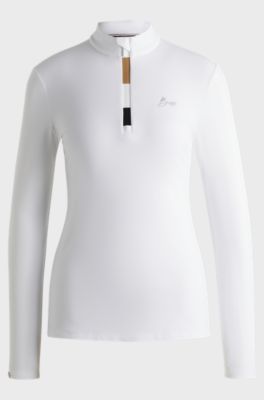 Equestrian slim-fit training shirt in super-stretch fabric , White