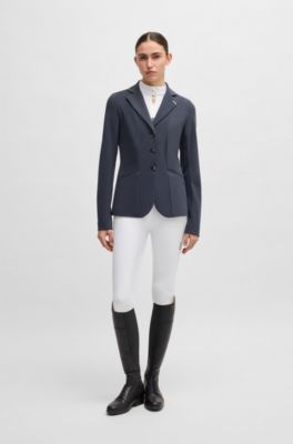 Camisa de entrenamiento para equitaci&oacute;n slim fit en tejido superel&aacute;stico, Blanco