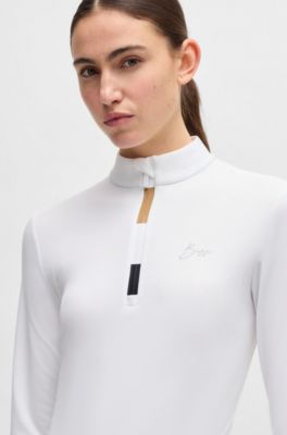 Equestrian slim-fit training shirt in super-stretch fabric , White