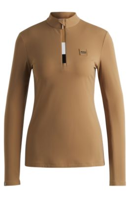 Equestrian slim-fit training shirt in super-stretch fabric , Beige
