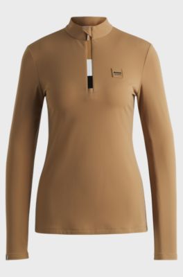 Equestrian slim-fit training shirt in super-stretch fabric , Beige