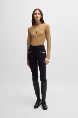 Equestrian slim-fit training shirt in super-stretch fabric , Beige