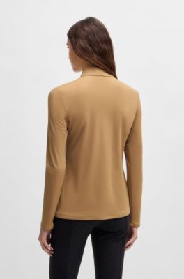 Equestrian slim-fit training shirt in super-stretch fabric , Beige