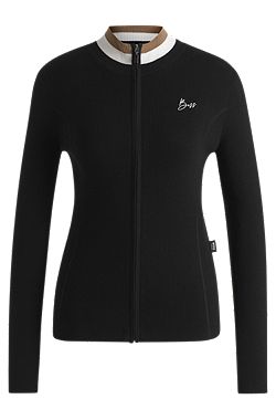 Equestrian slim-fit cardigan with ribbed structure