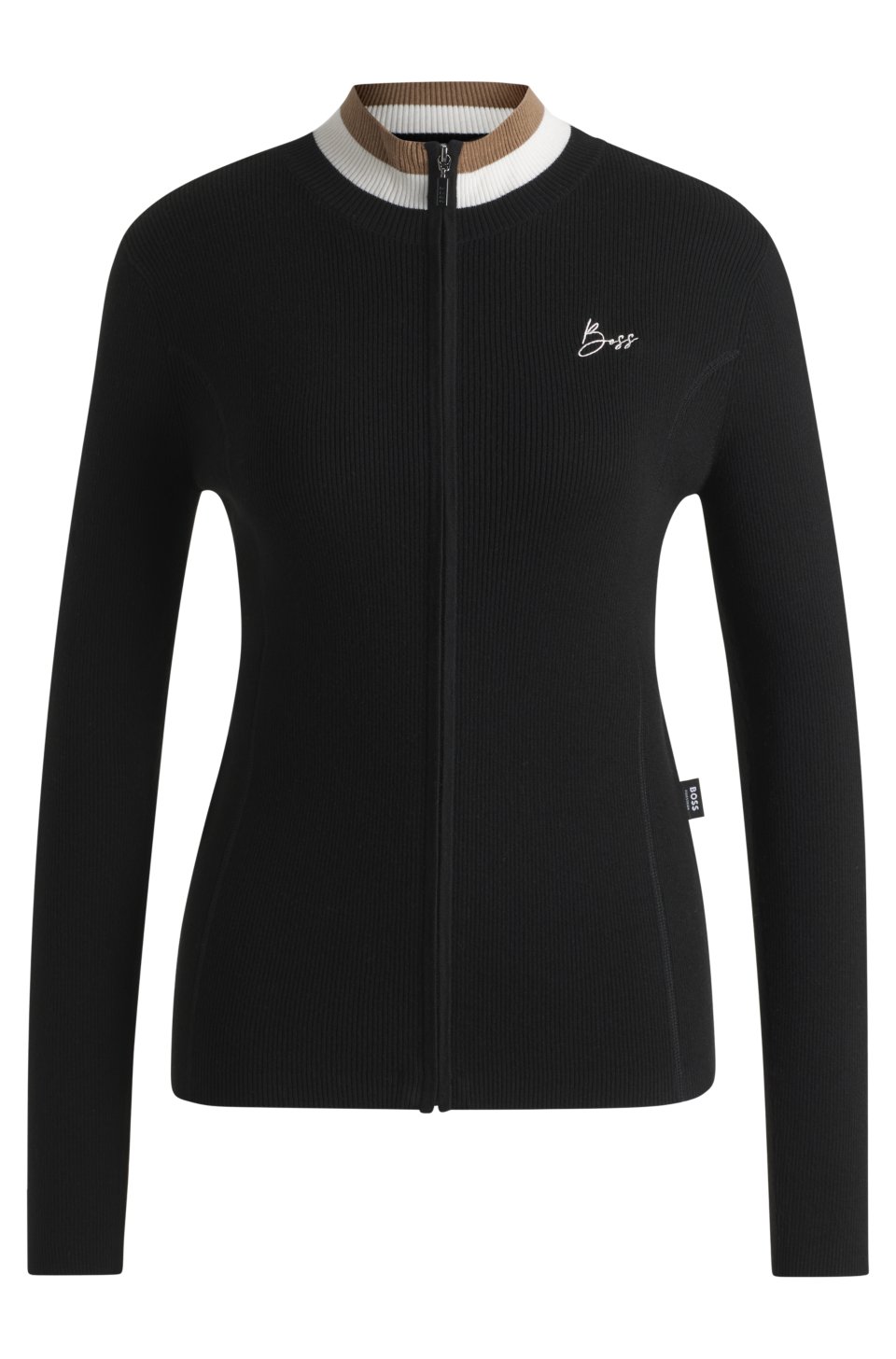 Equestrian slim-fit cardigan with ribbed structure
